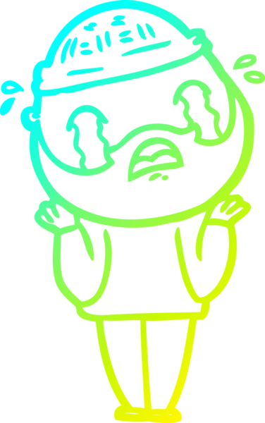 Bir insan tarafından çizilmiş ağlayan sakallı bir adamın çizdiği soğuk çizgi.