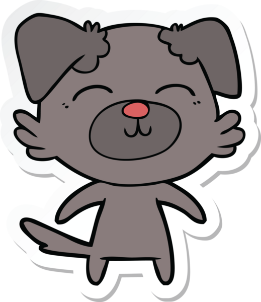 Bir insan tarafından çizilmiş bir köpeğin çıkartması.