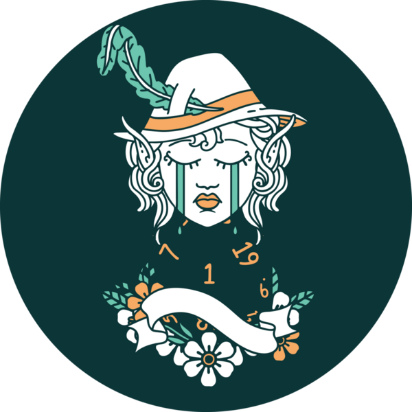 Ağlayan Elf Ozan karakteri ikonu. İnsan tarafından çizilmiş doğal bir yüz.