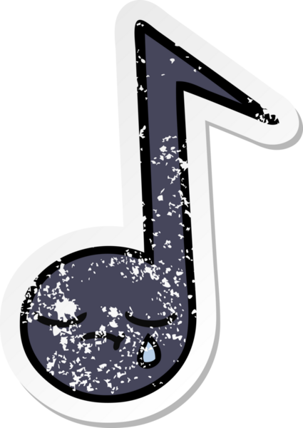 Bir insan tarafından çizilmiş şirin bir karikatür müzik notasının sıkıntılı çıkartması.