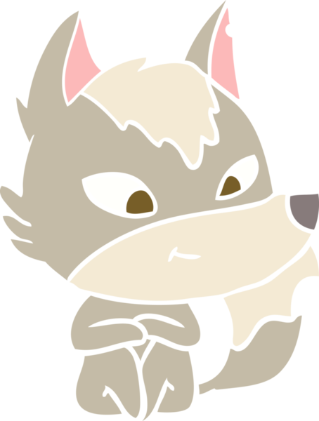 Bir insan tarafından çizilmiş düz renkli çizgi film kurdu.