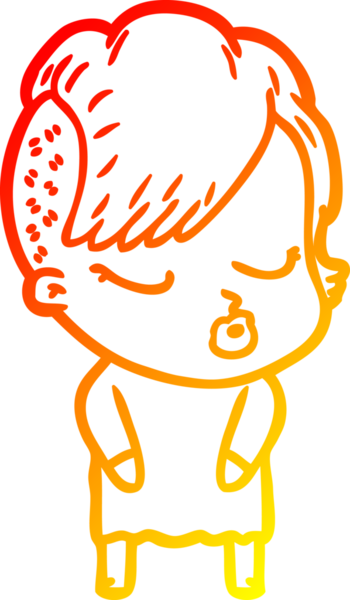 Bir insan tarafından çizilmiş güzel hippi bir çizgi film çizimi.