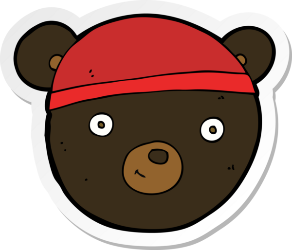 Bir insan tarafından çizilmiş karikatür siyah ayı yüzü çıkartması.