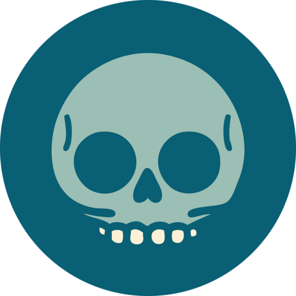 Bir insan tarafından çizilmiş bir kafatasının ikonik dövme şekli