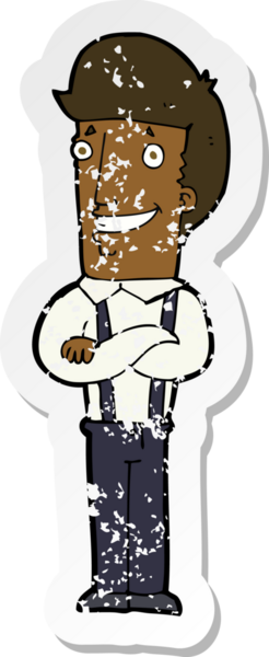 Bir insan tarafından çizilmiş gururlu bir karikatürün gerilemiş çıkartması.