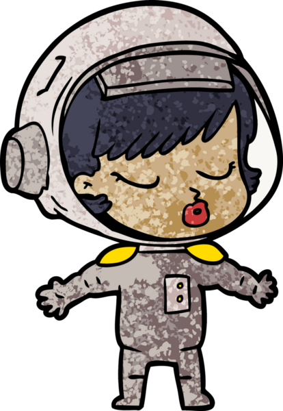 Bir insan tarafından çizilmiş güzel astronot kız.