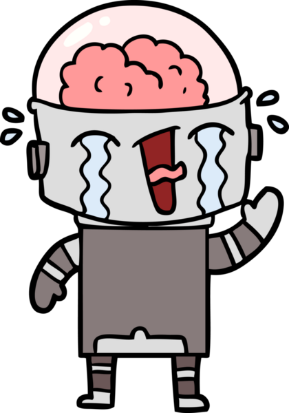 Bir insan tarafından çizilmiş ağlayan robot çizimi.