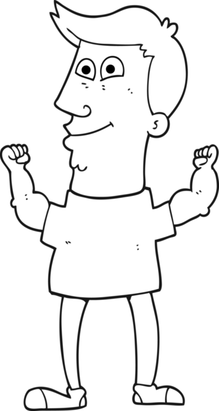 Bir insan tarafından çizilmiş siyah beyaz bir karikatür.