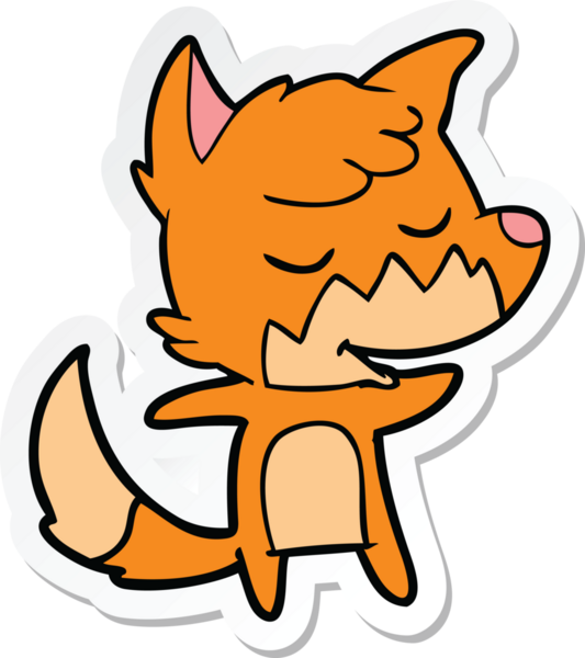 Bir insan tarafından çizilmiş dost canlısı bir tilkinin çıkartması.