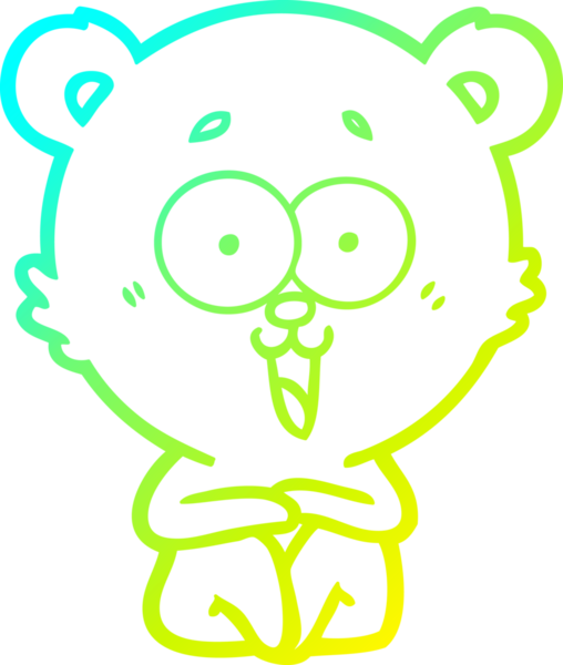 Bir insan tarafından çizilmiş gülen oyuncak ayı çizgi filmi.