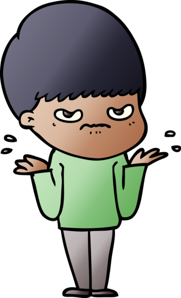 Bir insan tarafından çizilmiş sinirli çizgi film çocuğu.