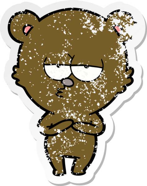 Bir insan tarafından çizilmiş sıkılmış bir ayı çizgi filminin sıkıntılı çıkartması.