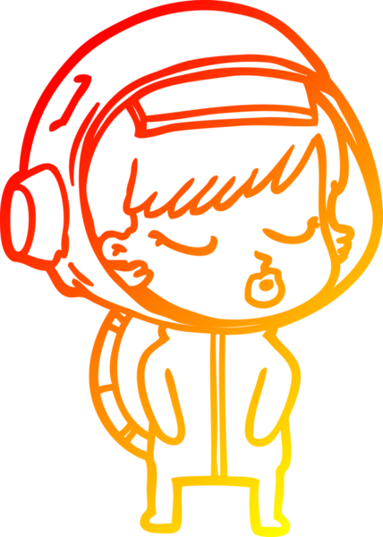 Bir insan tarafından çizilmiş güzel astronot bir kızın sıcak çizgi çizimi