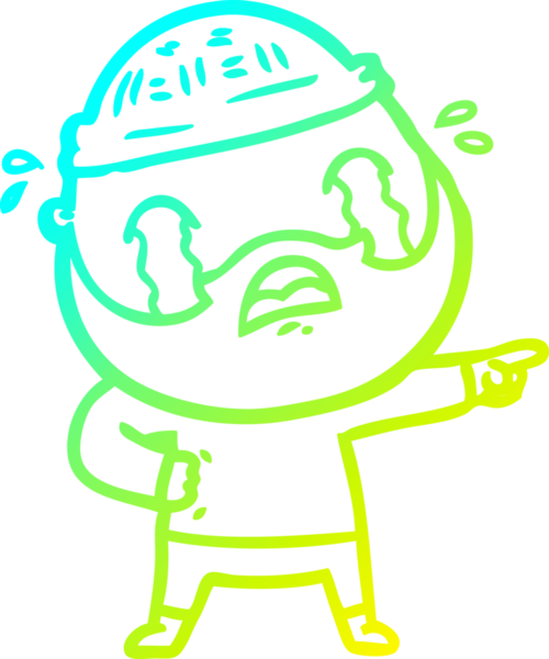 Bir insan tarafından çizilmiş ağlayan sakallı bir adamın çizdiği soğuk çizgi.