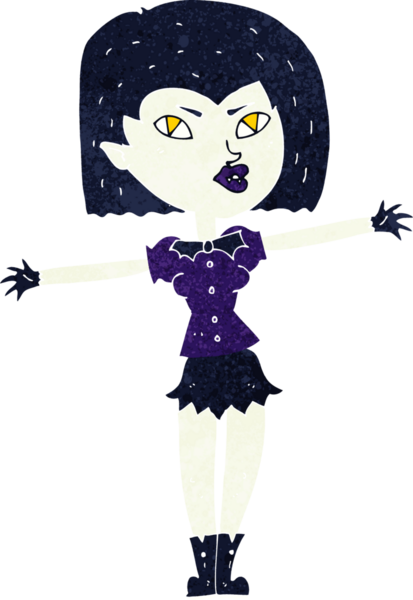 Bir insan tarafından çizilmiş vampir kız çizgi filmi.