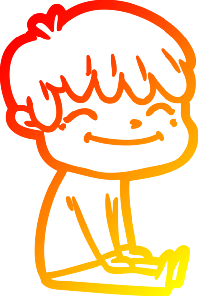 Bir insan tarafından çizilen mutlu bir çocuğun sıcak çizgi çizimi.