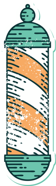 Bir insan tarafından çizilmiş berber direğinin sembolik dövmeli görüntüsü.