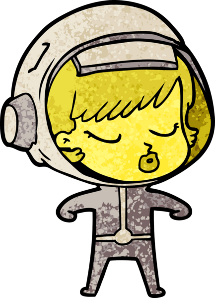 Bir insan tarafından çizilmiş güzel astronot kız.