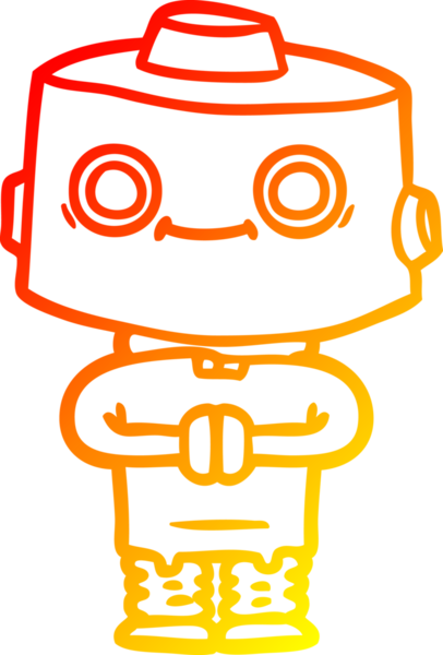 Bir insan tarafından çizilen çizgi film robotunun sıcak çizgi çizimi