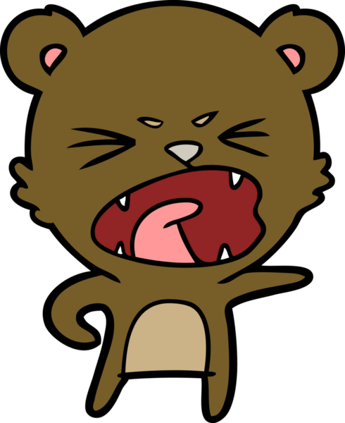 Bir insan tarafından çizilmiş kızgın çizgi film ayısı.