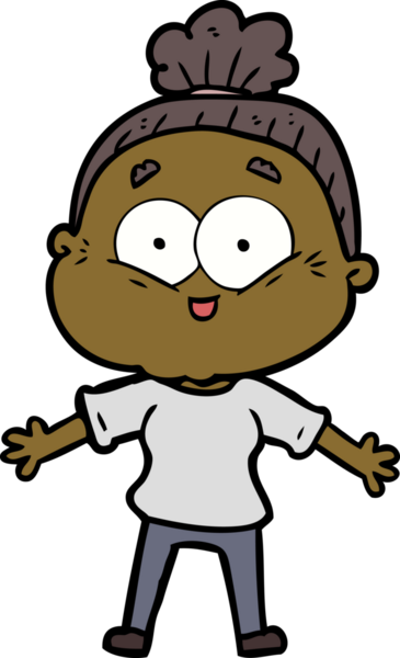 Bir insan tarafından çizilmiş mutlu yaşlı kadın çizgi filmi.