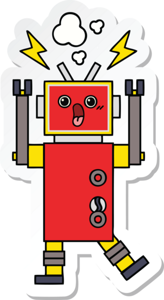Bir insan tarafından çizilmiş şirin çizgi film robotunun çıkartması.