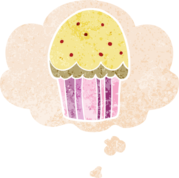 Düşünce baloncuklu çizgi film keki grunge sıkıntılı retro desenli bir insan tarafından çizilmiş