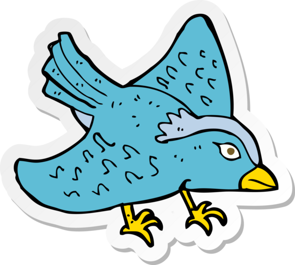 Bir insan tarafından çizilmiş karikatür bahçe kuşu çıkartması.