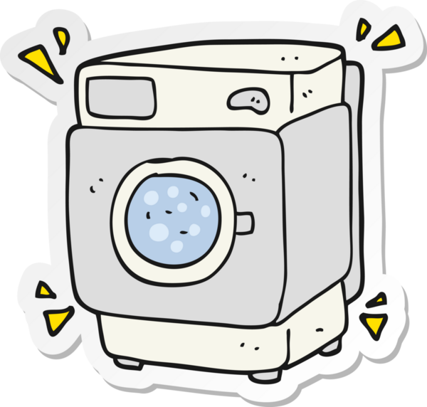 Bir insan tarafından çizilmiş gürültülü bir çamaşır makinesinin çıkartması.