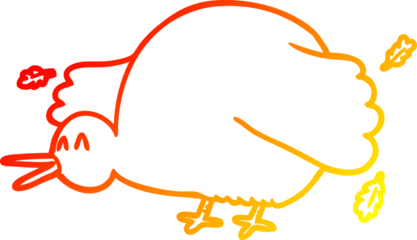 Bir insan tarafından çizilmiş kanat çırpan bir kivi kuşunun sıcak çizgi çizimi