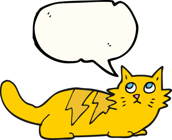 Bir insan tarafından çizilmiş serbest konuşma balonu çizgi film kedisi