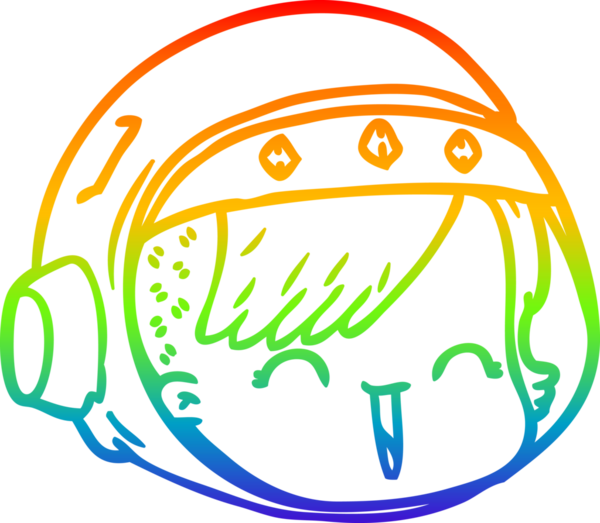 Gökkuşağı gradyan çizgi çizimi Bir insan tarafından çizilmiş mutlu astronot yüzü