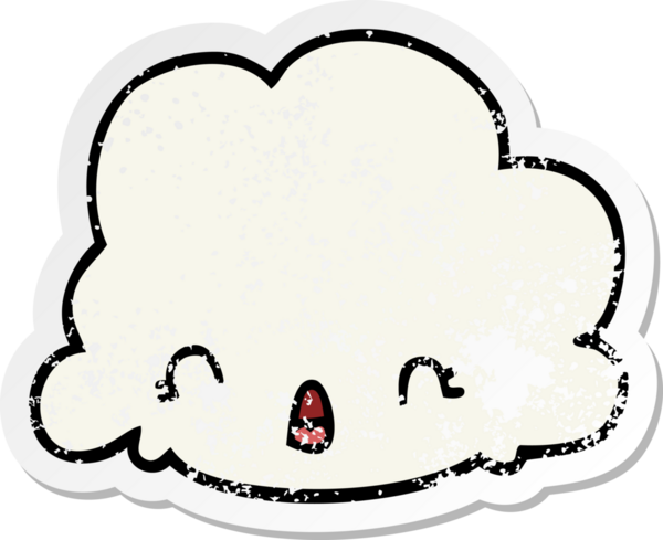 Bir insan tarafından çizilmiş karikatür bulutunun sıkıntılı çıkartması.