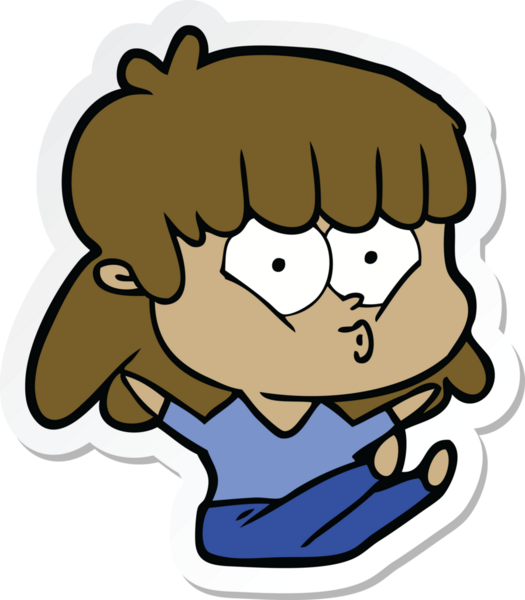 Bir insan tarafından çizilmiş ıslık çalan bir kızın çıkartması.