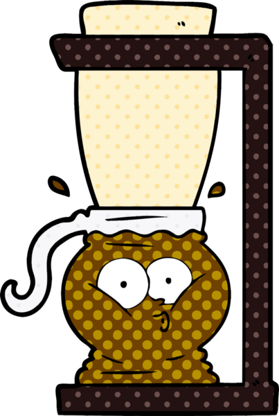 bir insan tarafından çizilmiş çizgi film filtresi kahve makinesi