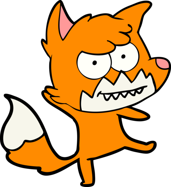 Bir insan tarafından çizilmiş sırıtan tilki çizgi filmi.