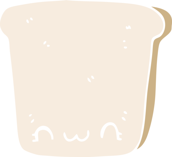 Bir insan tarafından çizilmiş düz renkli bir ekmek dilimi.