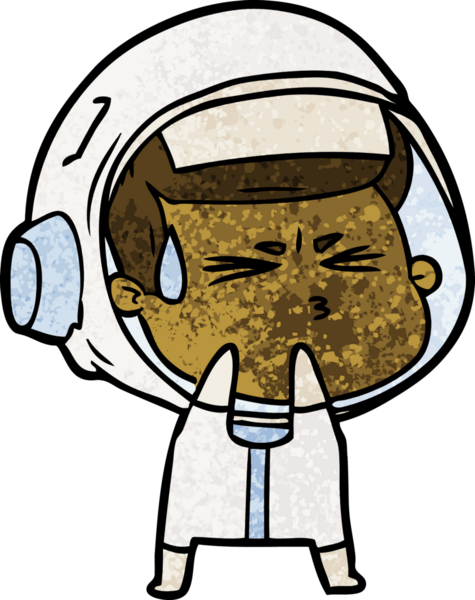 Çizgi film bir insan tarafından çizilmiş astronot.