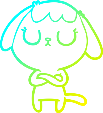 Bir insan tarafından çizilmiş şirin bir çizgi köpeğin soğuk gradyan çizgisi.