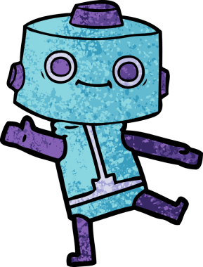 Bir insan tarafından çizilmiş çizgi film robotu