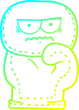 Bir insanın çizdiği çizgi film boks eldiveninin soğuk gradyan çizgisi.