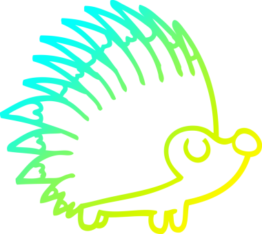 Bir insan tarafından çizilen sivri uçlu kirpinin soğuk gradyan çizimi.