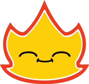 Bir insan tarafından çizilen ateşin düz renkli retro karikatürü