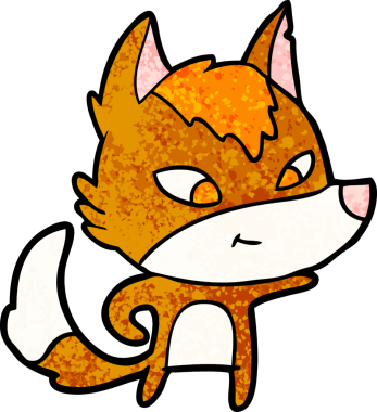 Bir insan tarafından çizilmiş tilki çizgi film karakteri