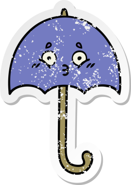 Bir insan tarafından çizilmiş şirin bir şemsiyenin sıkıntılı çıkartması.