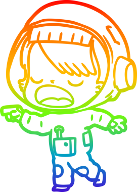 Gökkuşağı gradyan çizgi çizimi Bir insan tarafından çizilmiş konuşan astronot