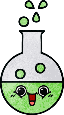 Bir insan tarafından çizilmiş bir test tüpünün retro grunge desen karikatürü