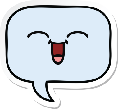 Bir insan tarafından çizilmiş şirin bir karikatür konuşma balonunun etiketi.