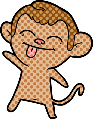 Bir insan tarafından çizilmiş komik çizgi maymun.