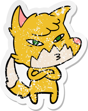 Bir insan tarafından çizilmiş zeki bir tilkinin sıkıntılı çıkartması.